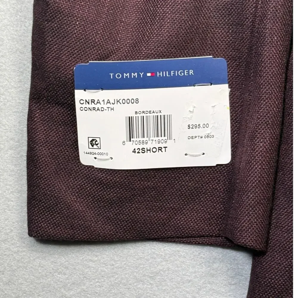 Tommy Hilfiger Men's Modern-Fit plaid Sport Coat - bordeaux 42S $295